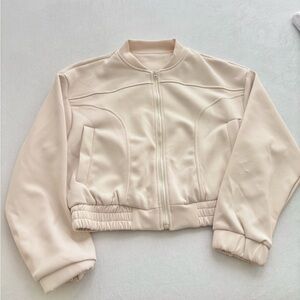 Elegant Women's Beige Bomber Jacket